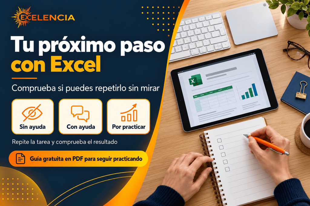 Hoja de autoevaluación con las opciones sin ayuda, con ayuda y por practicar