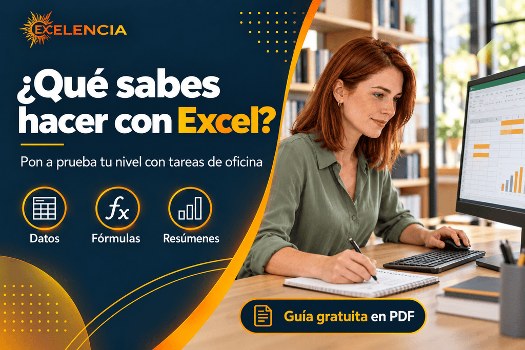 Persona comprobando su nivel de Excel con ejercicios de oficina